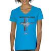 Ford Mustang Classic Women's V-Neck T-Shirt GT Cobra Boss 302 Mach 1 Turquoise X-Large view 2