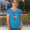 Ford Mustang Classic Women's V-Neck T-Shirt GT Cobra Boss 302 Mach 1 Turquoise X-Large view 3