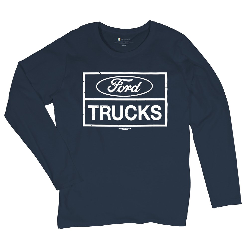 Distressed Ford Trucks Women's Long Sleeve T-Shirt F150 Navy Blue XX-Large