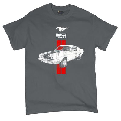 Ford Mustang 50 Years Muscle Shirt GT Boss 302 Shelby Cobra Jet Novelty Shirt Charcoal 5X-Large
