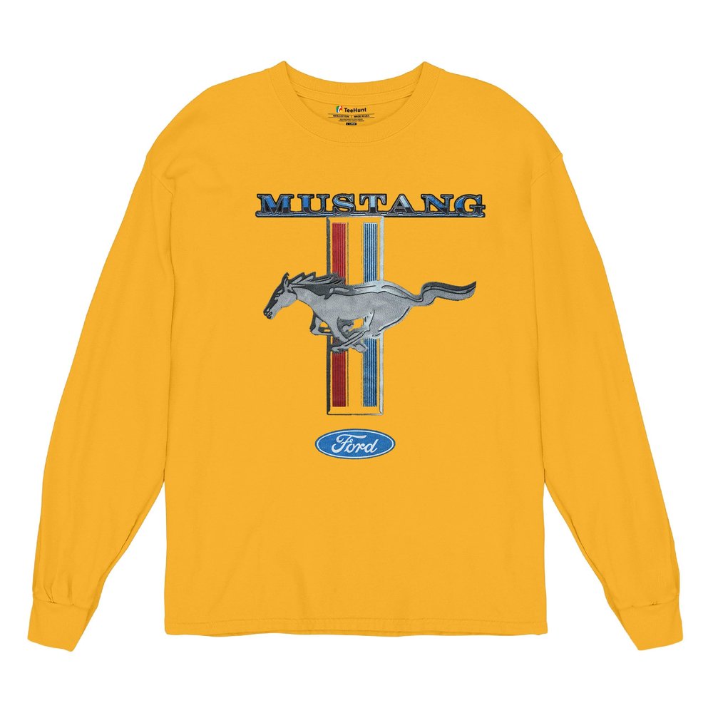 Ford Mustang Classic Long Sleeve T-Shirt GT Cobra Boss 302 Mach 1 Tee Yellow 3X-Large