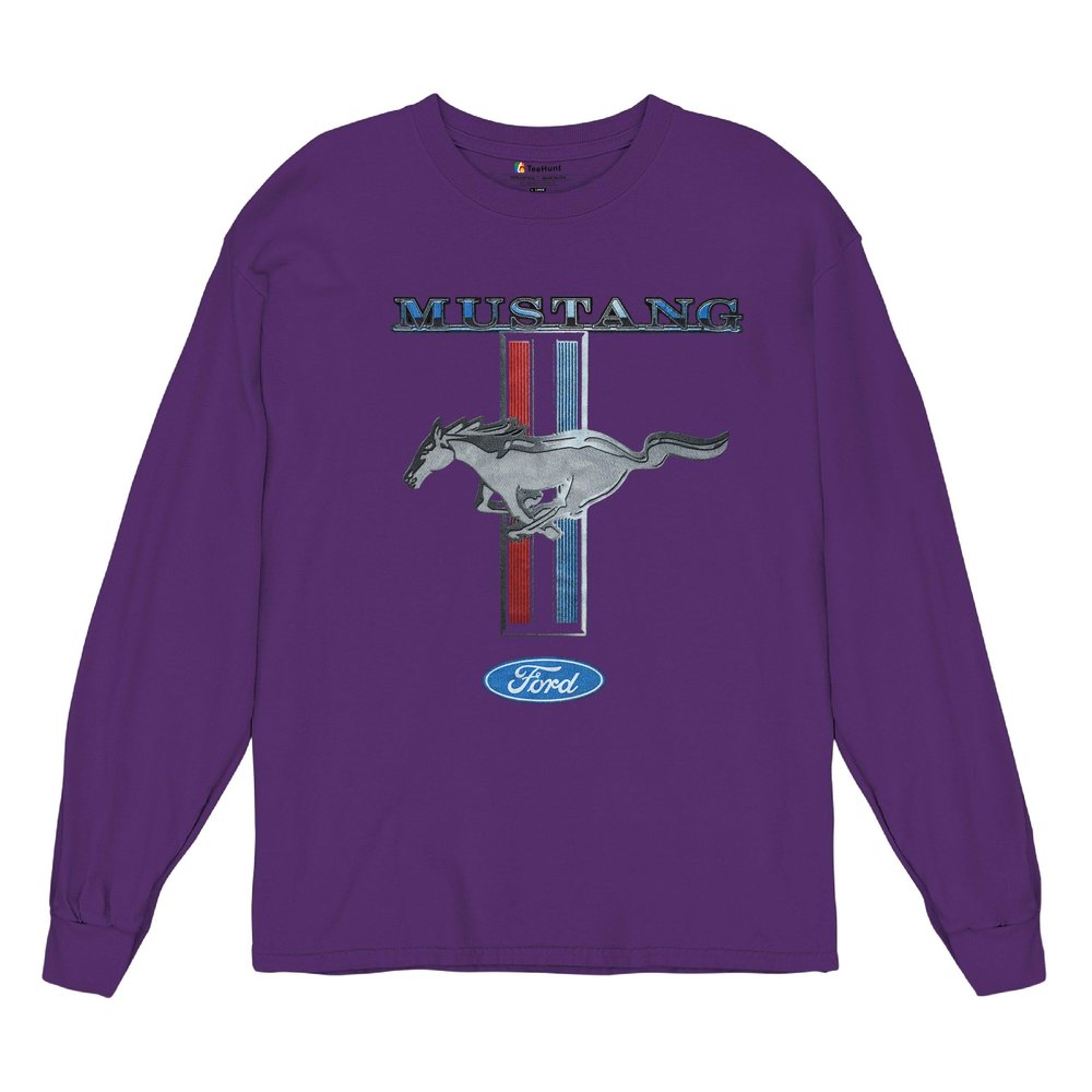 Ford Mustang Classic Long Sleeve T-Shirt GT Cobra Boss 302 Mach 1 Tee Purple 3X-Large