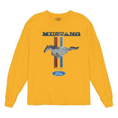 Ford Mustang Classic Long Sleeve T-Shirt GT Cobra Boss 302 Mach 1 Tee Yellow Small