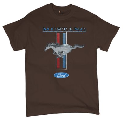 Ford Mustang Classic T-Shirt GT Cobra Boss 302 Mach 1 Cotton Tee Brown XX-Large