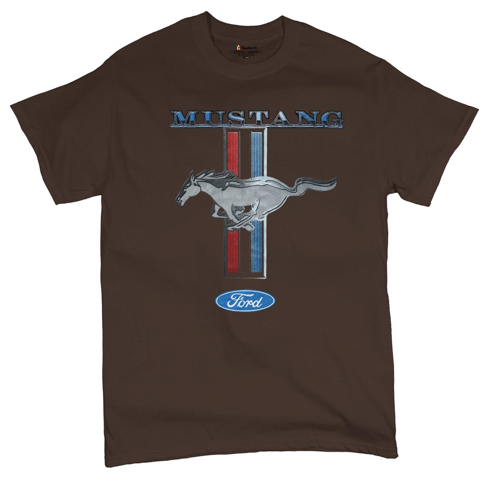 Ford Mustang Classic T-Shirt GT Cobra Boss 302 Mach 1 Cotton Tee Brown XX-Large