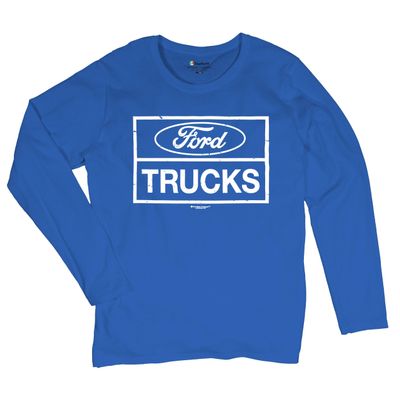 Distressed Ford Trucks Women's Long Sleeve T-Shirt F150 Royal Blue Large