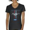 Ford Mustang Classic Women's V-Neck T-Shirt GT Cobra Boss 302 Mach 1 Black Medium view 2