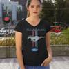 Ford Mustang Classic Women's V-Neck T-Shirt GT Cobra Boss 302 Mach 1 Black Medium view 3