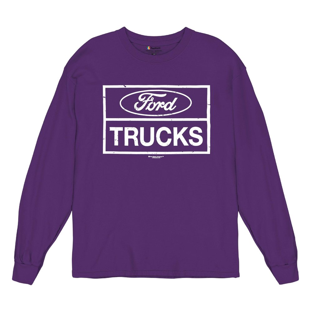 Distressed Ford Trucks Long Sleeve T-Shirt F150 American Pick Up Tee Purple 3X-Large