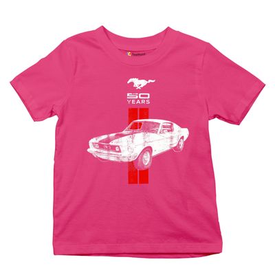 Ford Mustang 50 Years Women's Novelty T-Shrit GT Boss 302 Shelby Cobra Jet Tee Hot Pink Large