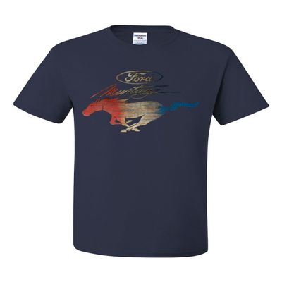 Ford Mustang Logo T-Shirt GT Shelby Cobra Boss 302 Muscle Men's Novelty Shirt Navy Blue XX-Large