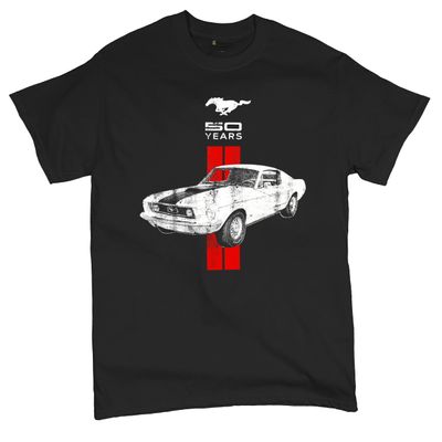 Ford Mustang 50 Years Muscle Shirt GT Boss 302 Shelby Cobra Jet Novelty Shirt Black Medium