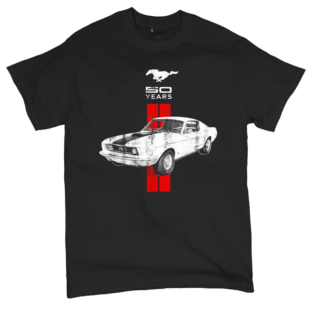 Ford Mustang 50 Years Muscle Shirt GT Boss 302 Shelby Cobra Jet Novelty Shirt Black Medium