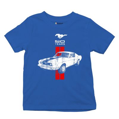 Ford Mustang 50 Years Women's Novelty T-Shrit GT Boss 302 Shelby Cobra Jet Tee Royal Blue Medium