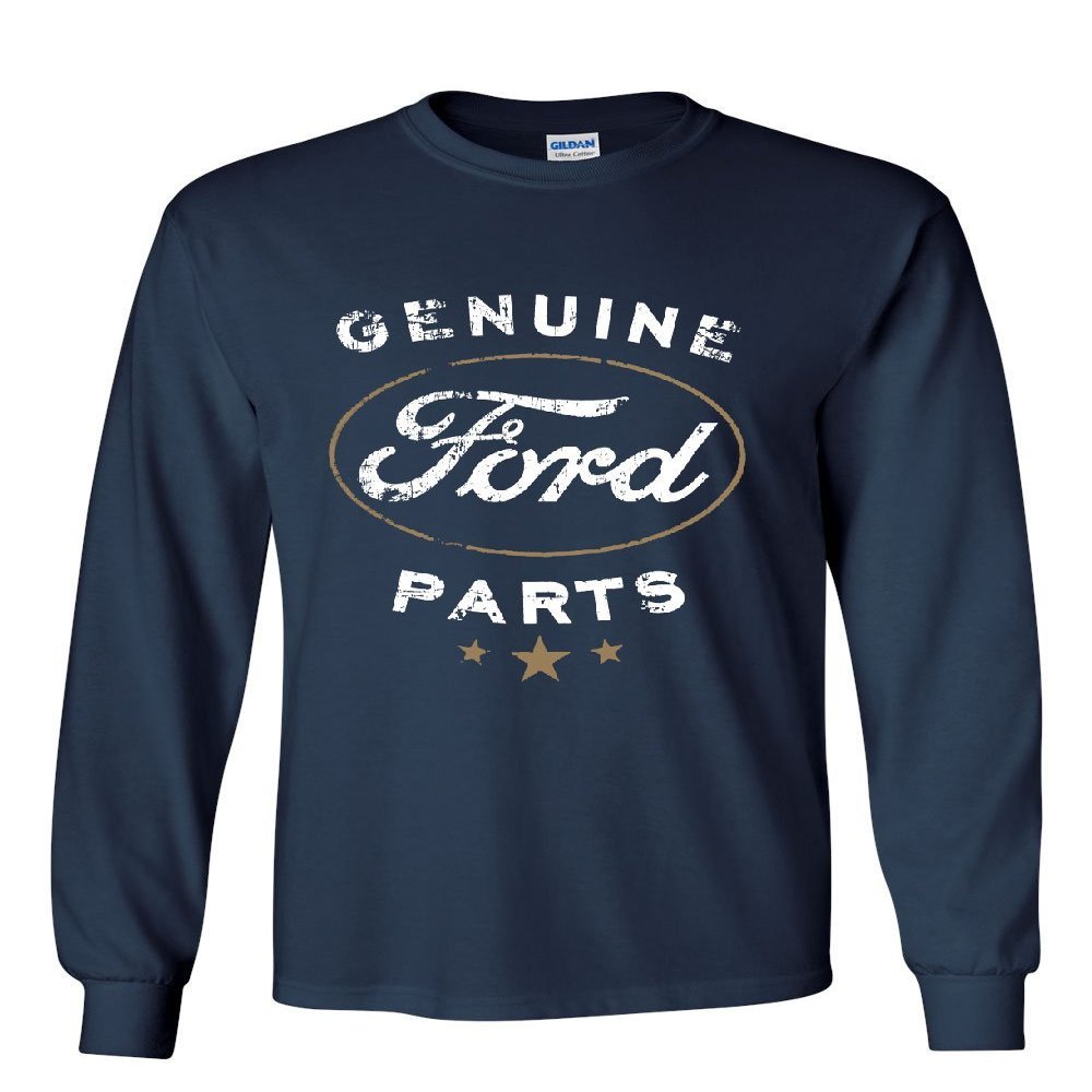 Genuine Ford Parts Long Sleeve T-Shirt Distressed Ford Logo Tee Navy Blue 3X-Large
