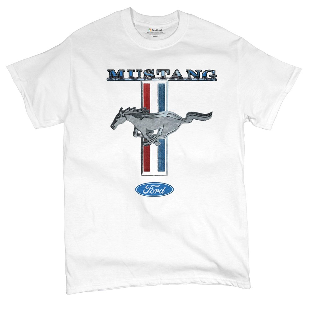 Ford Mustang Classic T-Shirt GT Cobra Boss 302 Mach 1 Cotton Tee White 4X-Large