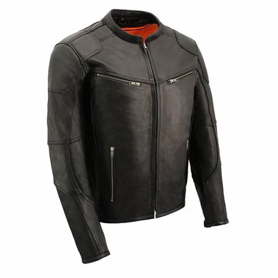 Milwaukee Leather Men's Leather Vented Scooter Jacket with Cool Tec (Black, Large)