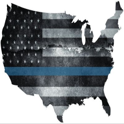 Magnet USA Map Thin Blue Line Decal US Tattered American Flag Police Magnetic Sticker 5"