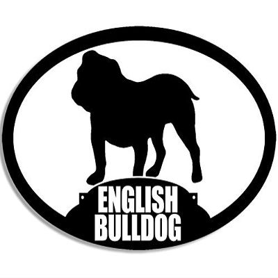 Magnet Oval English Bulldog Silhouette Magnetic Sticker (Dog Breed)