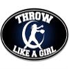 Magnet Oval Right Handed Throw Like a Girl Magnetic Sticker (Softball Baseball Female Player) view 1