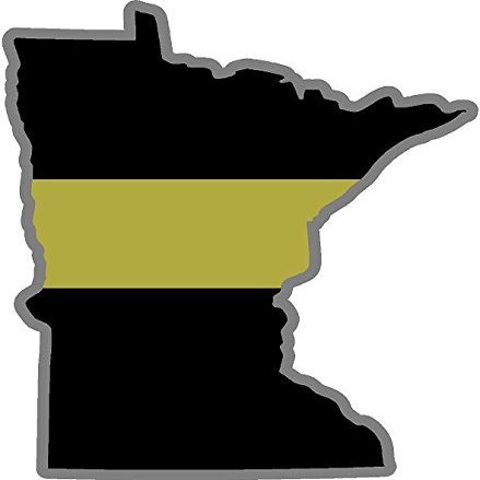 Magnet 4" Minnesota MN State Thin Gold Line Dispatcher Dispatch 911 9-1-1 Decal Magnetic Sticker