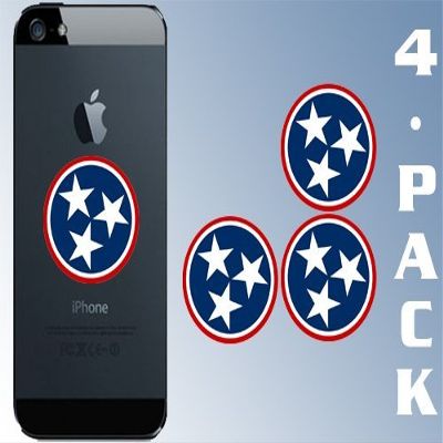 Magnet 4-Pack Round Tennessee 3 Stars Logo Cell Phone Magnetic Stickers (Decal Flag tn)