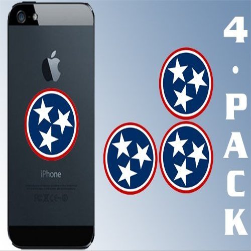 Magnet 4-Pack Round Tennessee 3 Stars Logo Cell Phone Magnetic Stickers (Decal Flag tn)