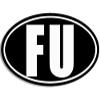 Magnet Black Oval FU Magnetic Sticker (Funny Decal) view 1