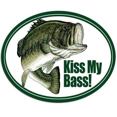 Magnet Oval Kiss My Bass Fishing Magnetic Sticker (Largemouth Fish Decal)