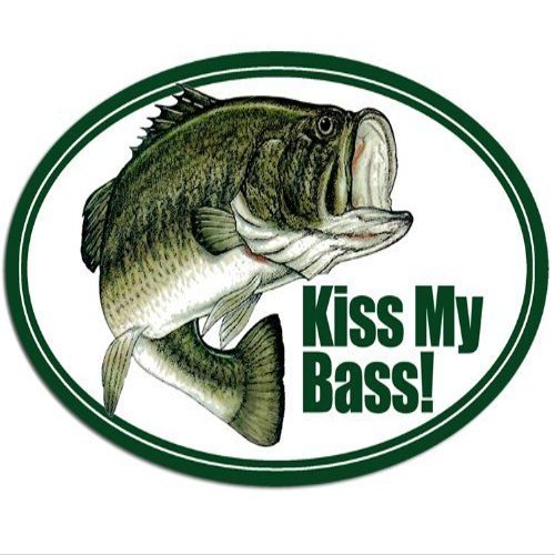 Magnet Oval Kiss My Bass Fishing Magnetic Sticker (Largemouth Fish Decal)