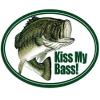 Magnet Oval Kiss My Bass Fishing Magnetic Sticker (Largemouth Fish Decal) view 1