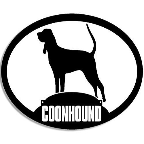 Magnet Oval Coonhound Silhouette Magnetic Sticker (Dog Hunting Breed Coon)