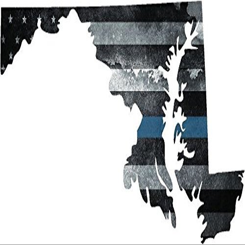 Magnet 5" MD Maryland State Thin Blue Line Tattered American Flag Police Magnetic Sticker Law