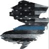 Magnet 5" NJ New Jersey State Thin Blue Line Tattered American Flag Police Magnetic Sticker view 1
