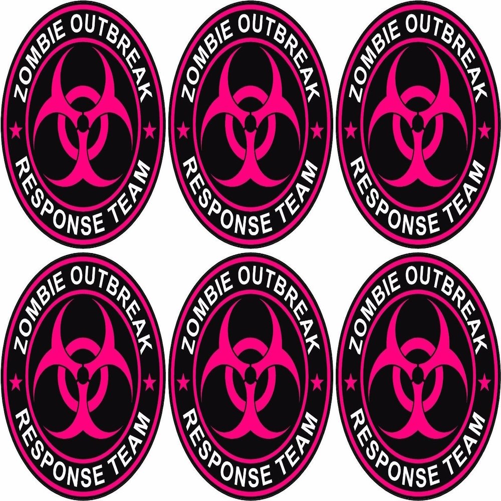 LPF USA Magnet 6-2" x 2" Zombie Response Unit Decal Vinyl Wheel Center Cap Magnetic Sticker Black Pink
