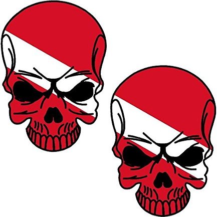 Magnet 2-3" Scuba Dive Diver Skull Set Vinyl Car Magnetic Sticker Decal Window