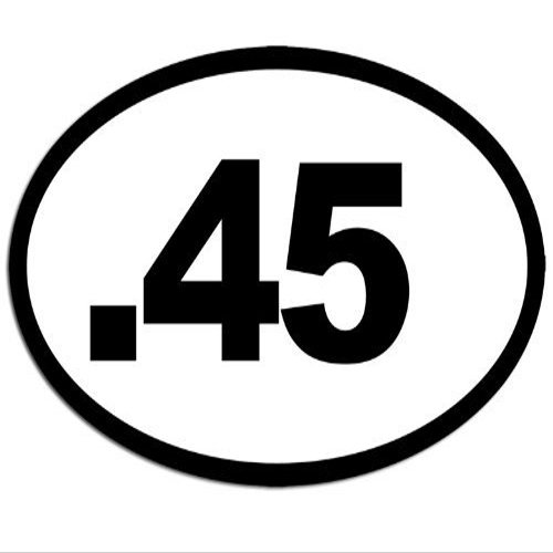 Magnet B/W Oval .45 Gun Caliber Magnetic Sticker