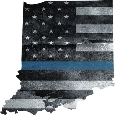 Magnet 5" in Indiana State Thin Blue Line Tattered American Flag Police Magnetic Sticker Law