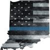 Magnet 5" in Indiana State Thin Blue Line Tattered American Flag Police Magnetic Sticker Law view 1