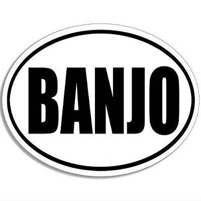 Magnet BW Oval Banjo Magnetic Sticker (Country Bluegrass Music)