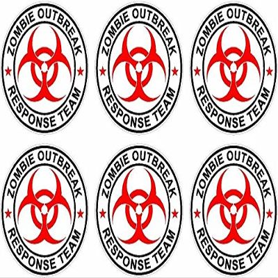 Magnet 6-2" x 2" Zombie Response Unit Decal Vinyl Wheel Center Cap Magnetic Sticker White