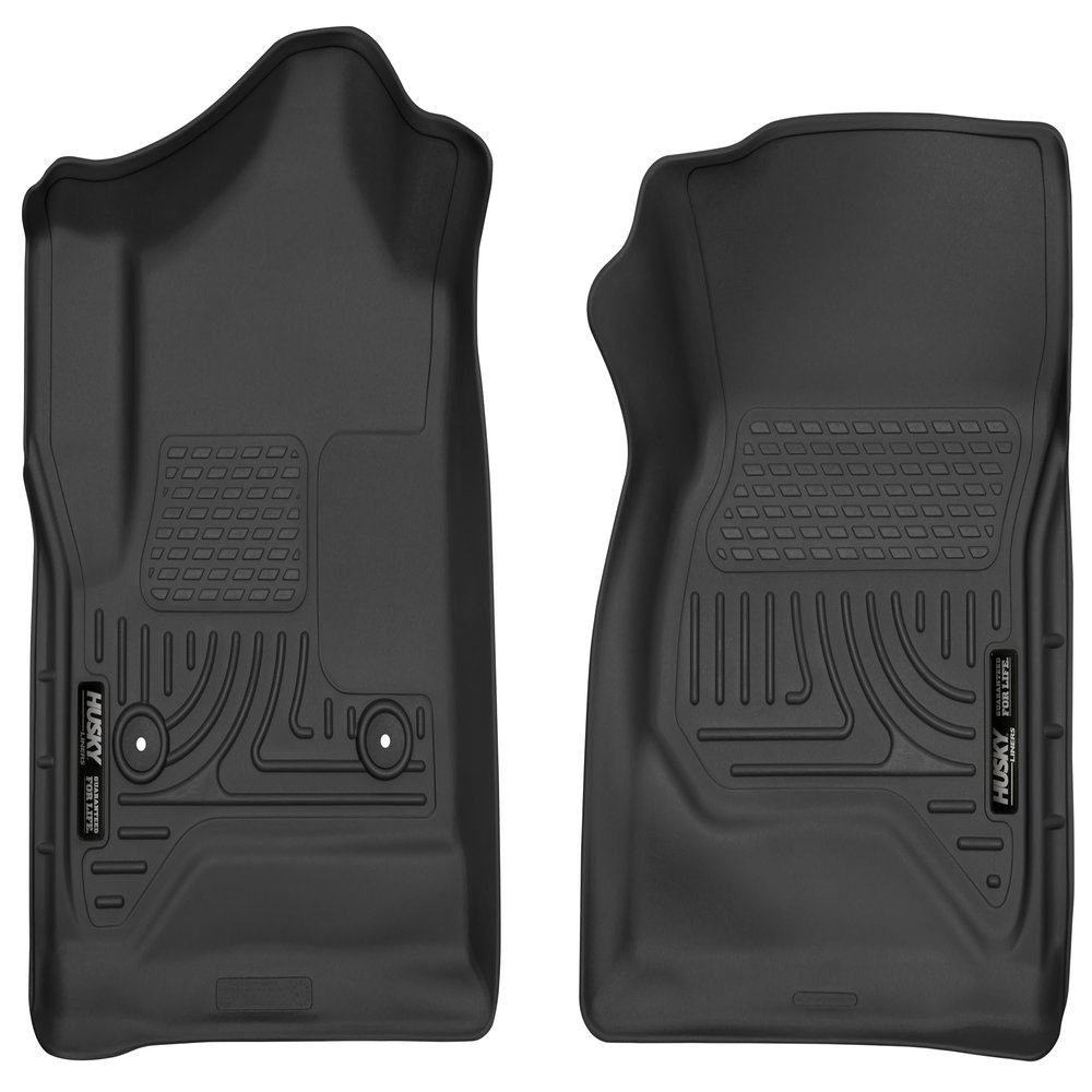 Husky Liners X-act Contour Floor Mats | Fits 2014-2018 Chevrolet Silverado & GMC Sierra 1500; 2015-2019 Silverado/Sierra 2500/3500 Regular CAB ONLY | Front Row, 2-pc Black - 52741