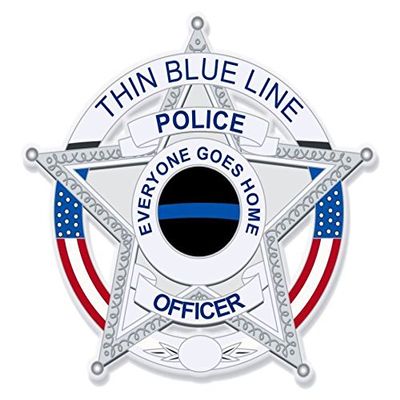 Evan Decals Magnet Police/Swat Decal Vinyl Magnetic StickerThin Blue Line- Window Decal Vinyl Magnetic Sticker 4"