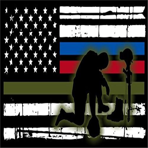 Magnet Thin Blue Line Decal Vinyl Magnetic StickerFire Police Military Soldier Down Memorial Tattered Decal Vinyl Magnetic Sticker 3"