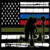 Magnet Thin Blue Line Decal Vinyl Magnetic StickerFire Police Military Soldier Down Memorial Tattered Decal Vinyl Magnetic Sticker 3" view 1