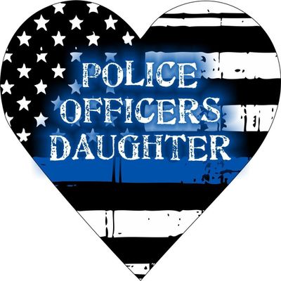 Magnet Thin Blue Line- Police Officer's Daughter Heart Decal Vinyl Magnetic Sticker 4"