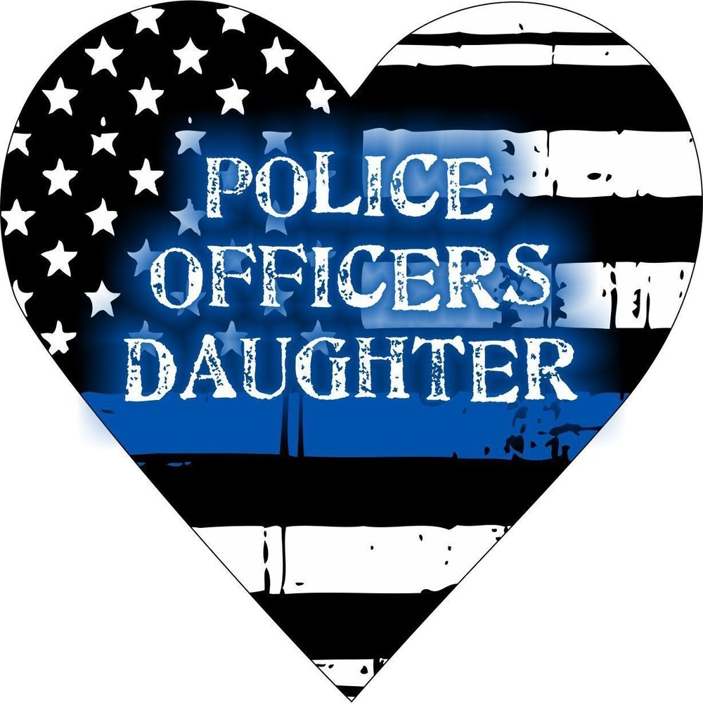 Magnet Thin Blue Line- Police Officer's Daughter Heart Decal Vinyl Magnetic Sticker 4"