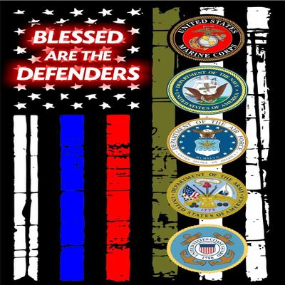 Evan Decals Magnet Thin Blue Line Red Drab Horizontal Flag Blessed are The Defenders Military Decal Vinyl Magnetic Sticker 3"