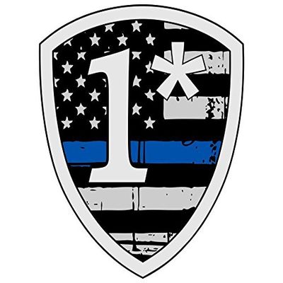Magnet Thin Blue Line Tattered Flag 1 Asterisk - Decal Vinyl Magnetic Sticker 4"