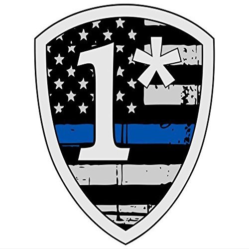 Magnet Thin Blue Line Tattered Flag 1 Asterisk - Decal Vinyl Magnetic Sticker 4"